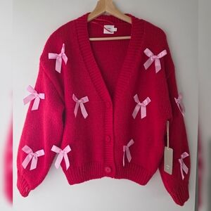 Long Sleeve Bow Cardigan XS
